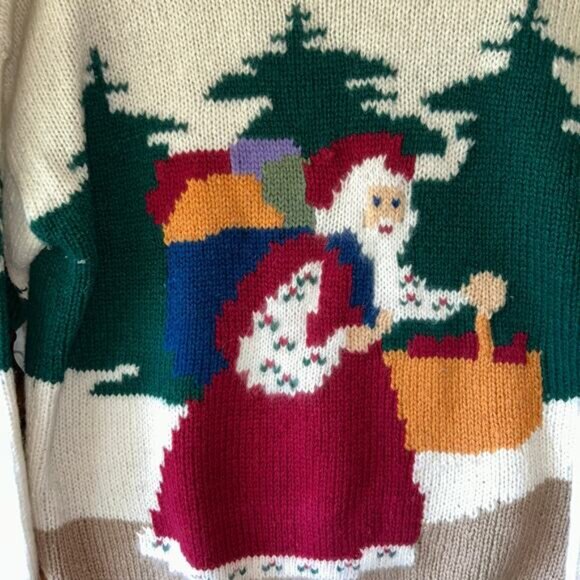 Susan Bristol hundred percent wall Santa Claus net Christmas sweater size 38 - Picture 3 of 11